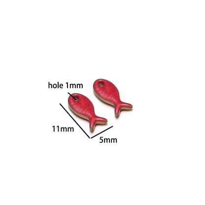 Colorful Enamel DIY  Charm 18k Gold Plated Stainless Steel Fish Charm Pendant for Handmade Necklace Jewelry Making
