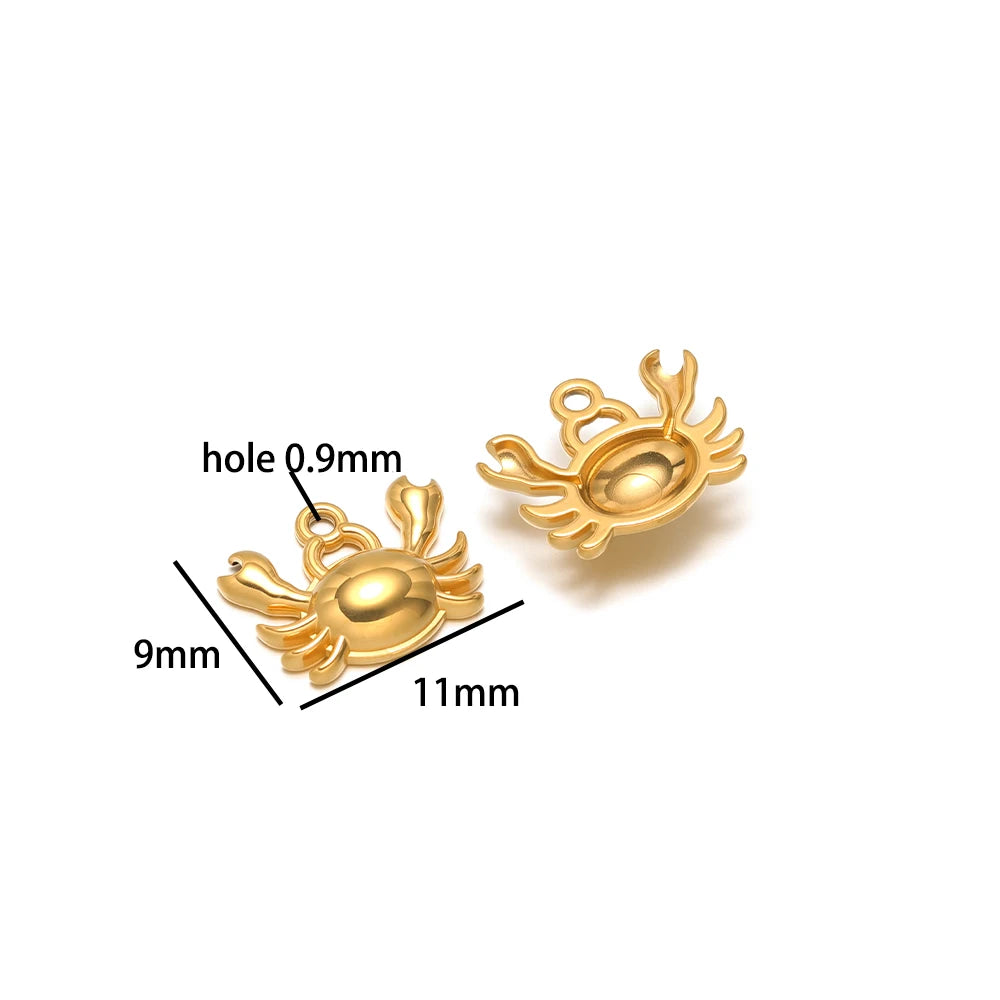 Hot Sale 18k Gold Plated Stainless Steel Enamel Crab Starfish Turtle Octopus Shell Charm Pendant for DIY Necklace Jewelry Making