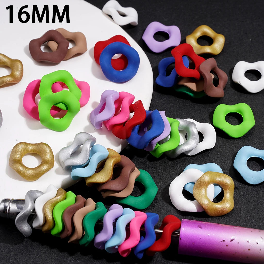 16mm  Wave Edge Stacked Ring Beads Stringing Jewelry Accessory for DIY Making Stringing Pen