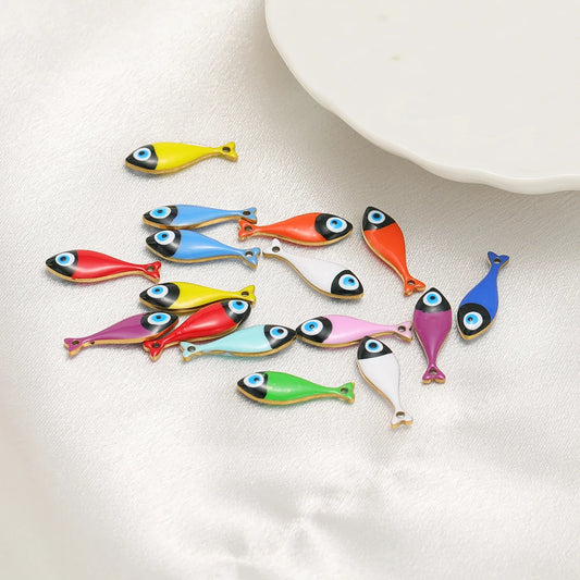 Fashion Jewelry 18k Gold Plated Stainless Steel enamel fish Charm Pendant for Jewelry Necklace Making Accessories