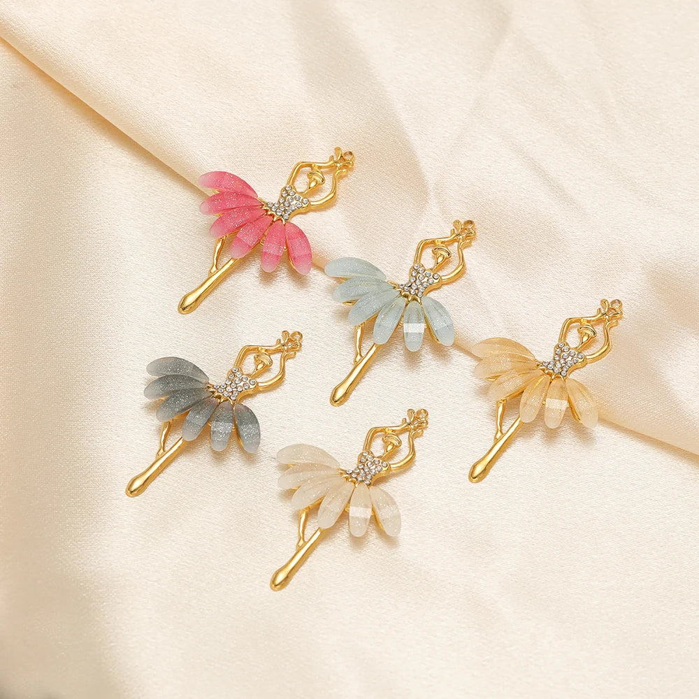 Luxury Stainless Steel 18k Gold Plated Oil Drop Ballerina Zircon Charm Pendant for Jewelry Necklace Making