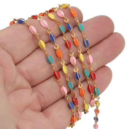 B1721 Rainbow Color Enamel Chain Gold Link Chain Fashion Chain Jewelry Making