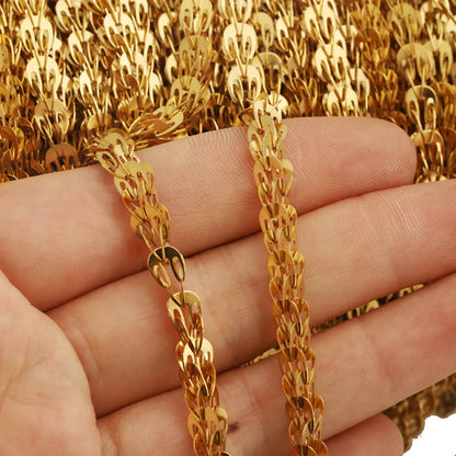 D987 New Stainless Steel 18K Gold Plated Fan-Shaped Cross-Cutout Phoenix-Tail Mesh Chain for Jewelry Necklace Anklet Body Chain