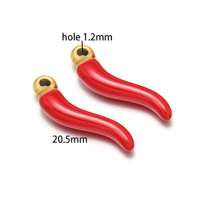 Colorful Enamel Stainless Steel 18K Gold Plated Red Pepper Chilli Charms Pendant for Jewelry Findings & Components