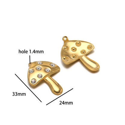 18k Gold Plated Stainless Steel Enamel Heart Rpse Flower Mushroom Charm Pendant for DIY Handmade Necklace Jewelry Making