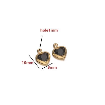 Gold Plated Heart Charms with Colored Glass DIY Jewelry Making Pendant Accessories Wholesale