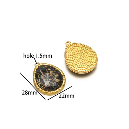Retro Glass Pendant Stainless Steel 18k Gold Plated Star Heart Round Butterfly Shape Charm Pendant for Jewelry Necklace Making