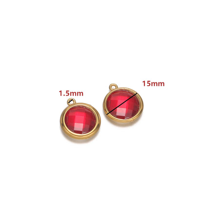 18K Gold Plated Stainless Steel Enamel Round Pendant Findings for Necklace Earrings Garment Making