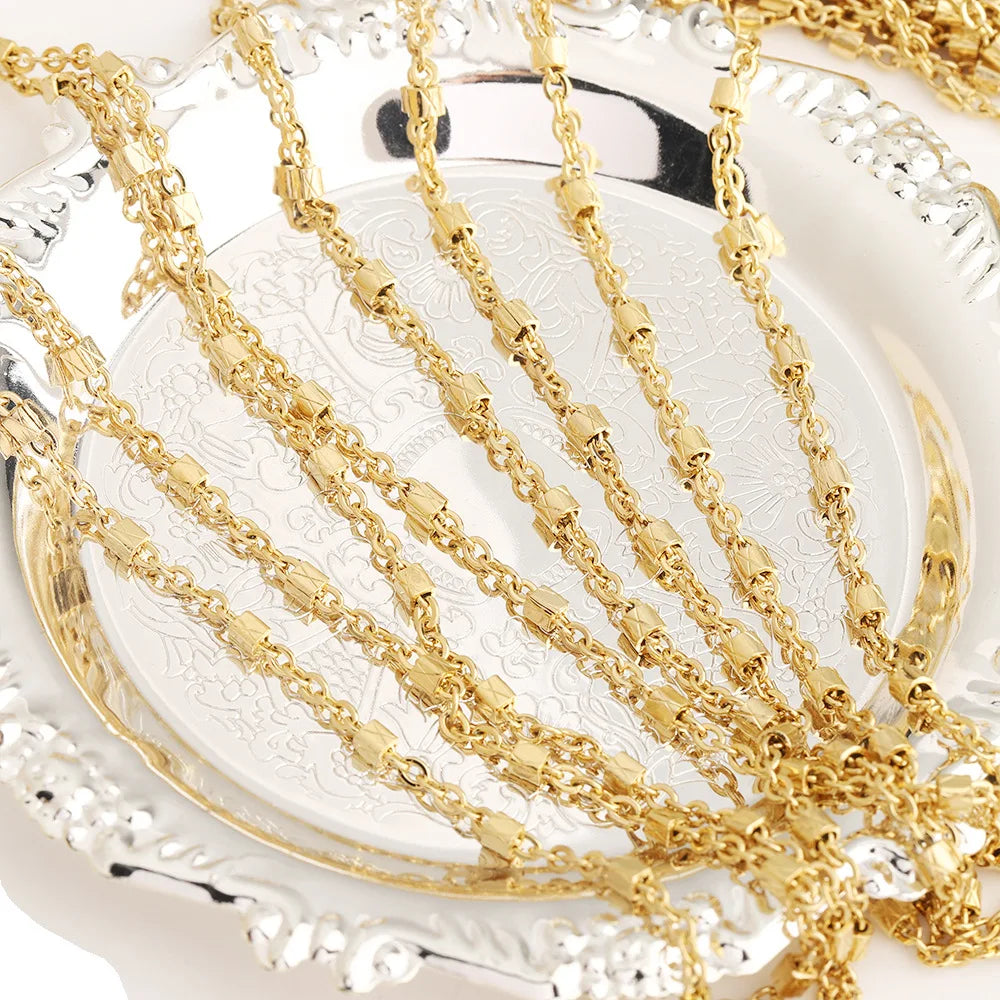 F057 304 Stainless Steel Cross Tube Chains Protective Coating Beads Chain Rosary for Jewelry Bag Chains Making