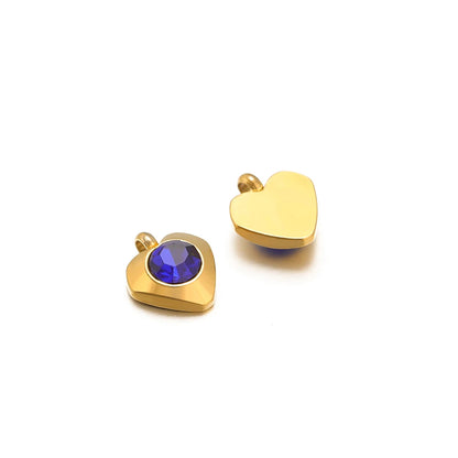 Fashion Heart Charm Stainless Steel 18K Gold Plated 20pcs/bag 6mm Heart Zircon Charm Pendant for Jewelry Necklace Making
