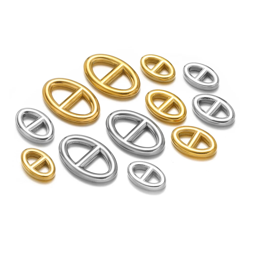 Fashion Trendy 18k PVD Gold Plated Stainless Steel Hollow Pig Nose Charm Pendant for Jewelry Earring Making
