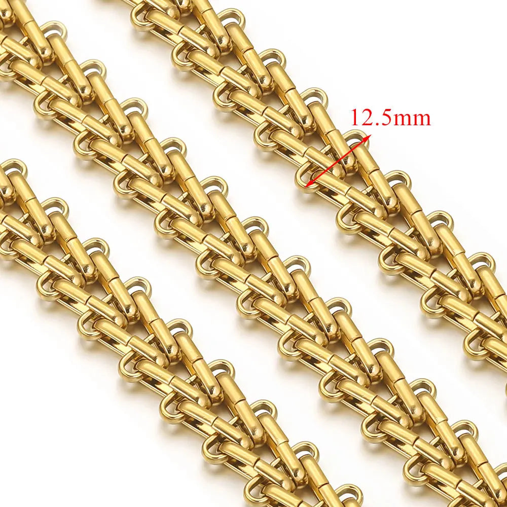 D378 Chunky Twisted Cuban Chain Chocker Gold Silver Black Gun Plated Stainless Steel Snake Rope Chain Jewelry for Men