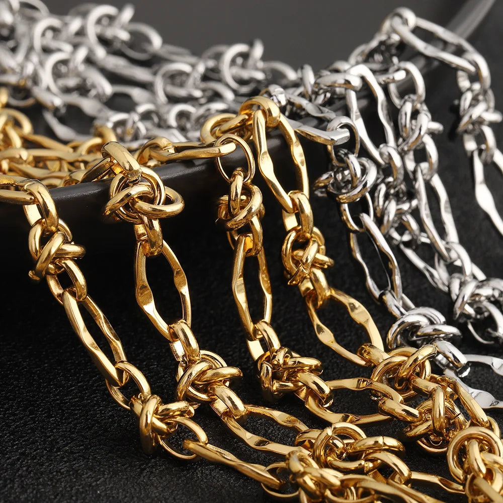 D610 Bulk 18K PVD Gold Stainless Steel Chunky Knotted Handmade Chain for Men's Necklace Bracelet DIY Jewelry Accessories
