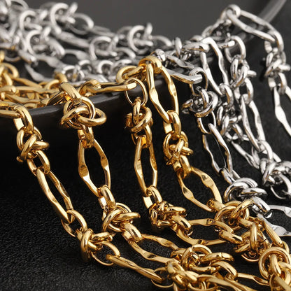 D610 Bulk 18K PVD Gold Stainless Steel Chunky Knotted Handmade Chain for Men's Necklace Bracelet DIY Jewelry Accessories