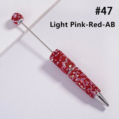 Full Rhinestone Beadable Clay Ballpoint Pens - DIY Beaded Plastic Pen for School Office Gift