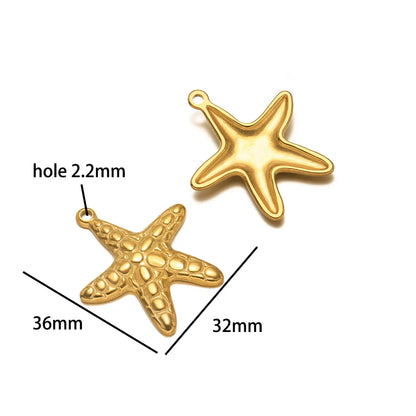 Ocean Style Sea Star Charm Stainless Steel 18K Gold Plated Starfish Charm Pendant for Jewelry Earring Necklace Making