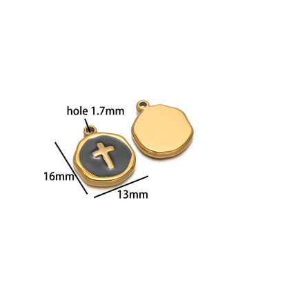 Factory DIY Charm 18k Gold Plated Stainless Steel Enamel Cross Dog Paw Pendant for Women Necklace Jewelry Making