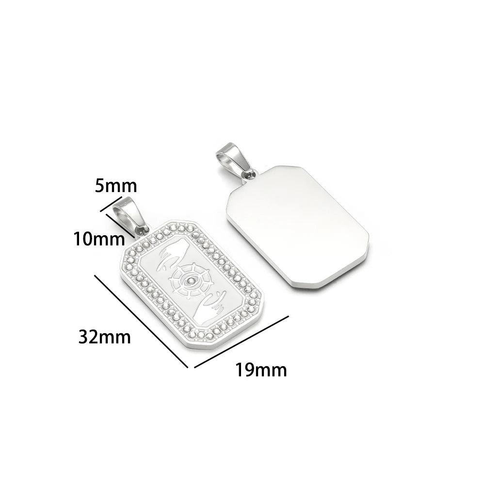 Unisex Stainless Steel Gold Plated Zircon Enamel Square Cross Charm Pendant for DIY Jewelry Making Wholesale