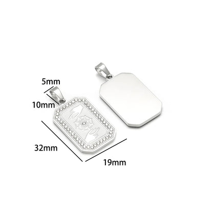 Unisex Stainless Steel Gold Plated Zircon Enamel Square Cross Charm Pendant for DIY Jewelry Making Wholesale