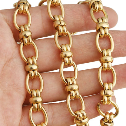 D328 Fashion Non Tarnish Vacuum Plated Stainless Steel Chain Trunk Gold Silver Plated Roller Chain for Necklace Bracelet Diy