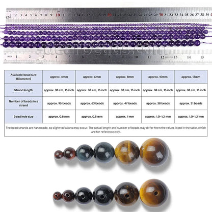 Wholesale Natural Stone Beads Amethyst Citrine Rose Quartz Crystal Gemstone Bead for DIY Jewelry Making 4 6 8 10 12 MM, 38CM