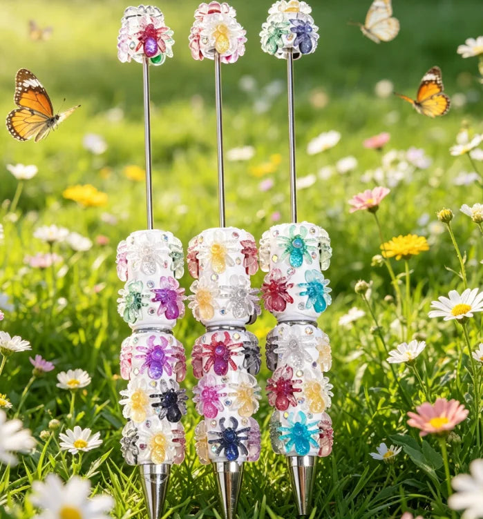 Halloween Colorful Glittering Spider Beadable Ballpoint Pen With Diamonds Rotating Beads Plastic for Welcome Gifts Wholesale