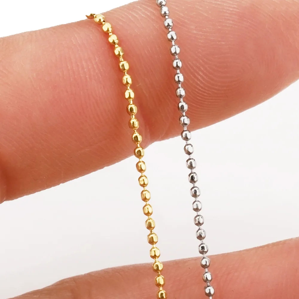 A2127 High Quality 19k Gold Bead Faceted Ball Chain Necklace Bracelet Jewelry Making Diy Stainless Steel Chain