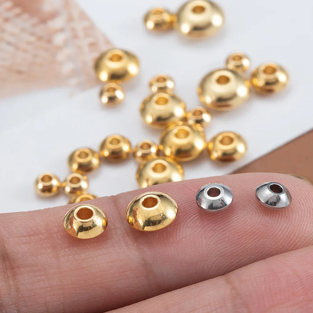 A1861 Hot 18k Gold Silver Stainless Steel Charm Rondelle Necklace Bracelet Making Charm Spacer Beads for Diy Jewelry