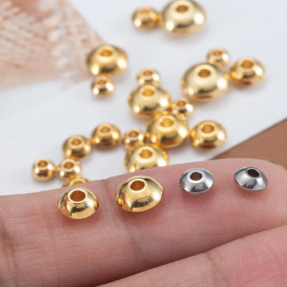 A1861 Hot 18k Gold Silver Stainless Steel Charm Rondelle Necklace Bracelet Making Charm Spacer Beads for Diy Jewelry