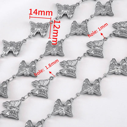 D360 No Fade Stainless Steel Chain Spool Rollers 18K PVD Gold Plated butterfly Charms Chains for Diy