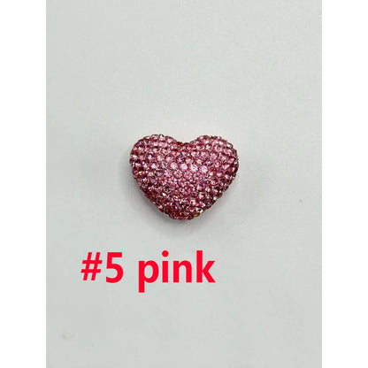 Solid Heart Clay Focal Beads Inlaid Shiny Rhinestones Decorative Loose Beads DIY for Pen Bracelet Craft Zhejiang Wholesale