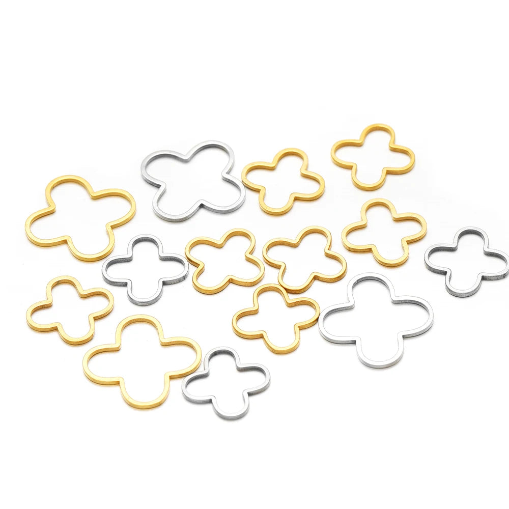 Trending Products Stainless Steel 18K Gold Plated Four Leaf Clover Charm Pendant for Jewelry Necklace Making Accessories