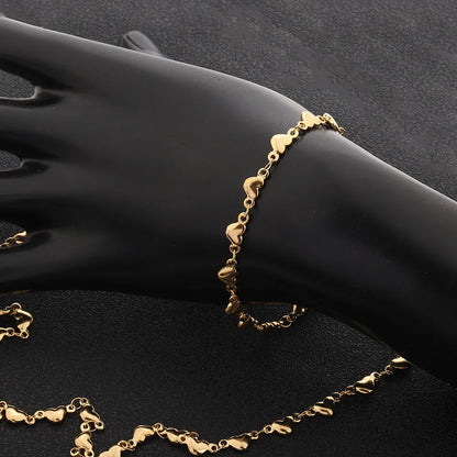 D056 Trendy Stainless Steel Chain 18k Gold Silver Plated Heart Necklace Bracelet Making Roller Chain