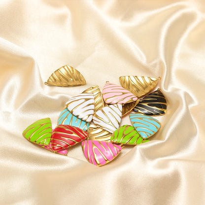 New Fashion 18k Gold Plated Stainless Steel Enamel Irregular Stripe Triangle Charm Pendant for Handmade Necklace Jewelry Making