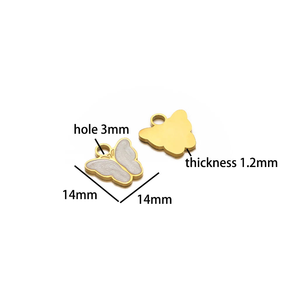 Cute Stainless Steel 18K Gold Plated Enamel Banana Cherry Butterfly Watermelon Charm Pendant for Jewelry Earring Necklace Making