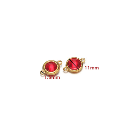 18K Gold Plated Stainless Steel Enamel Round Pendant Findings for Necklace Earrings Garment Making