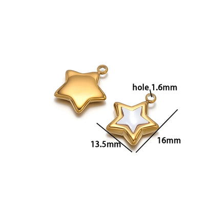 Fashion 18k Gold Plated Stainless Steel Enamel Star Moon Sector Water Drop Charm Pendant for DIY Necklace Jewelry Making