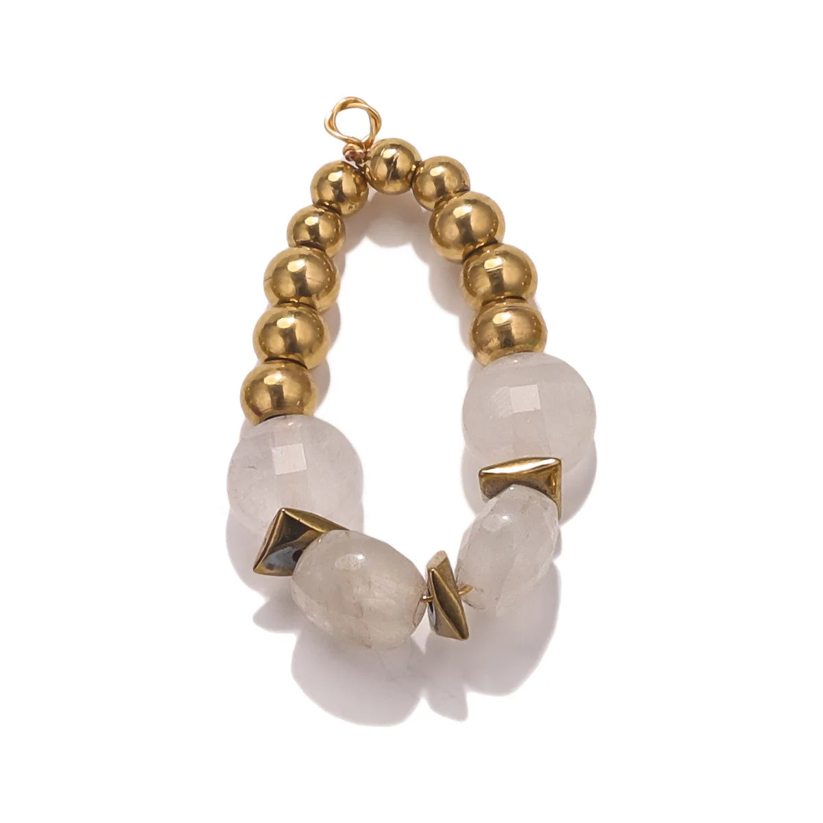Bohemian Style Stainless Steel Gold Plated Natural Gemstone Stone Beads Charm Pendant for Jewelry Making