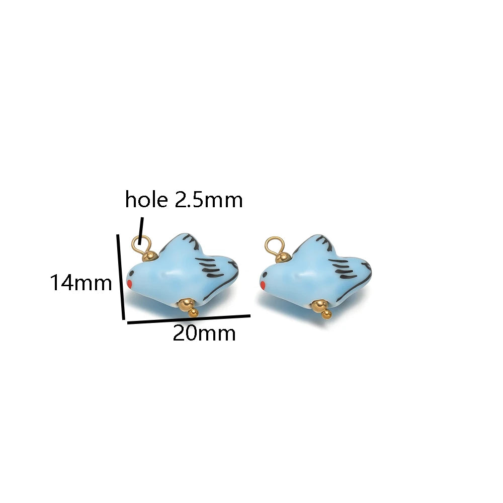 New Design DIY Jewelry Accessories Stainless Steel Ceramic Peace dove Tortoise butterfly Charm Pendant for Jewelry Making