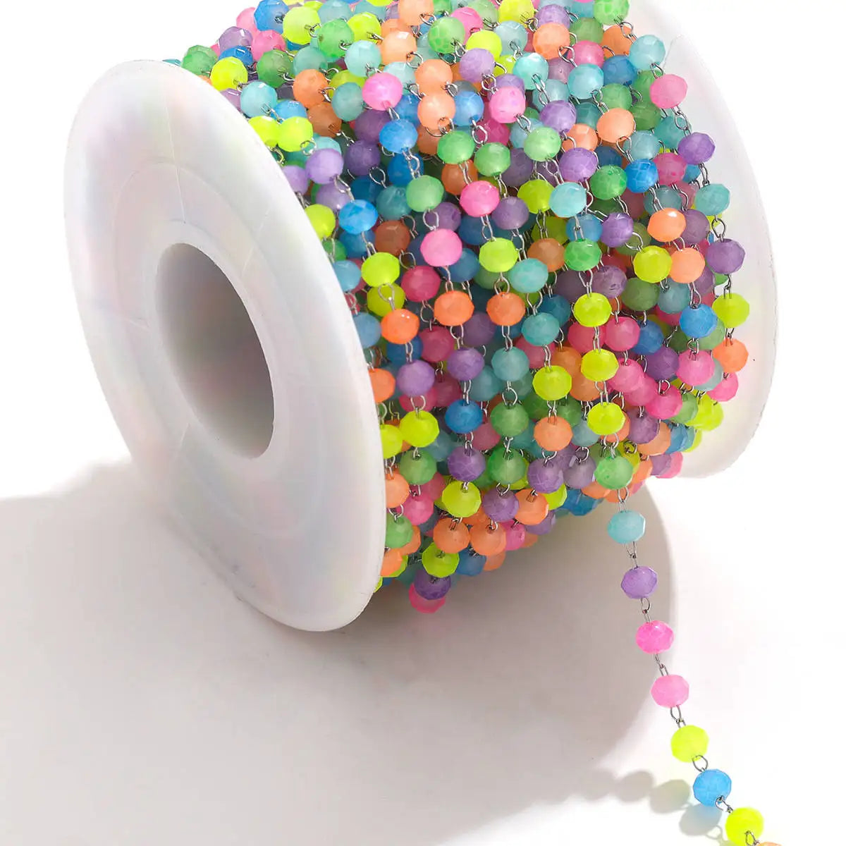 A1321 Fashion Handmade Stainless Steel Chain Beads Beaded Crystal Chain Colorful Chain for Necklace Bracelet Diy