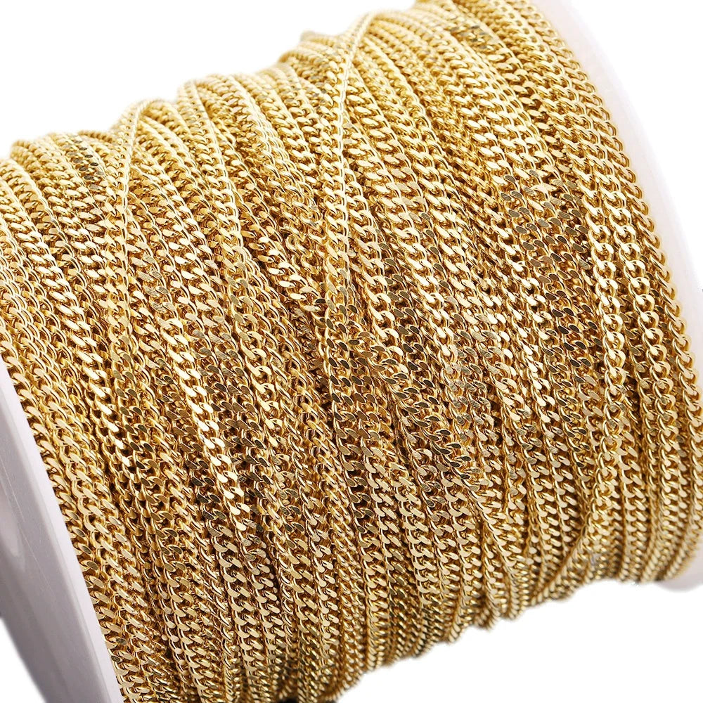 B359 18kgold Gold Grinding Chain Fashion Cuban Chain Punk Chain Luxury for Men Wearing