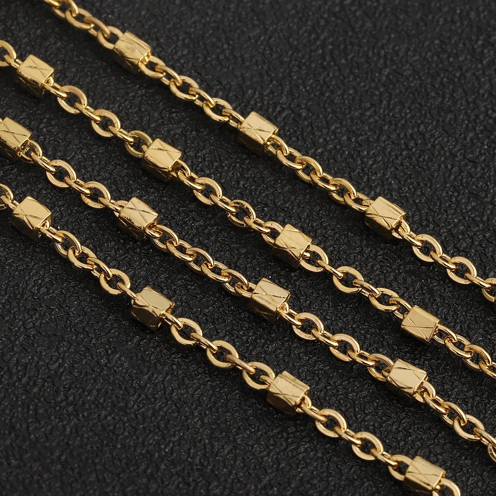 F057 304 Stainless Steel Cross Tube Chains Protective Coating Beads Chain Rosary for Jewelry Bag Chains Making