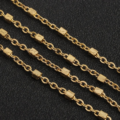 F057 304 Stainless Steel Cross Tube Chains Protective Coating Beads Chain Rosary for Jewelry Bag Chains Making