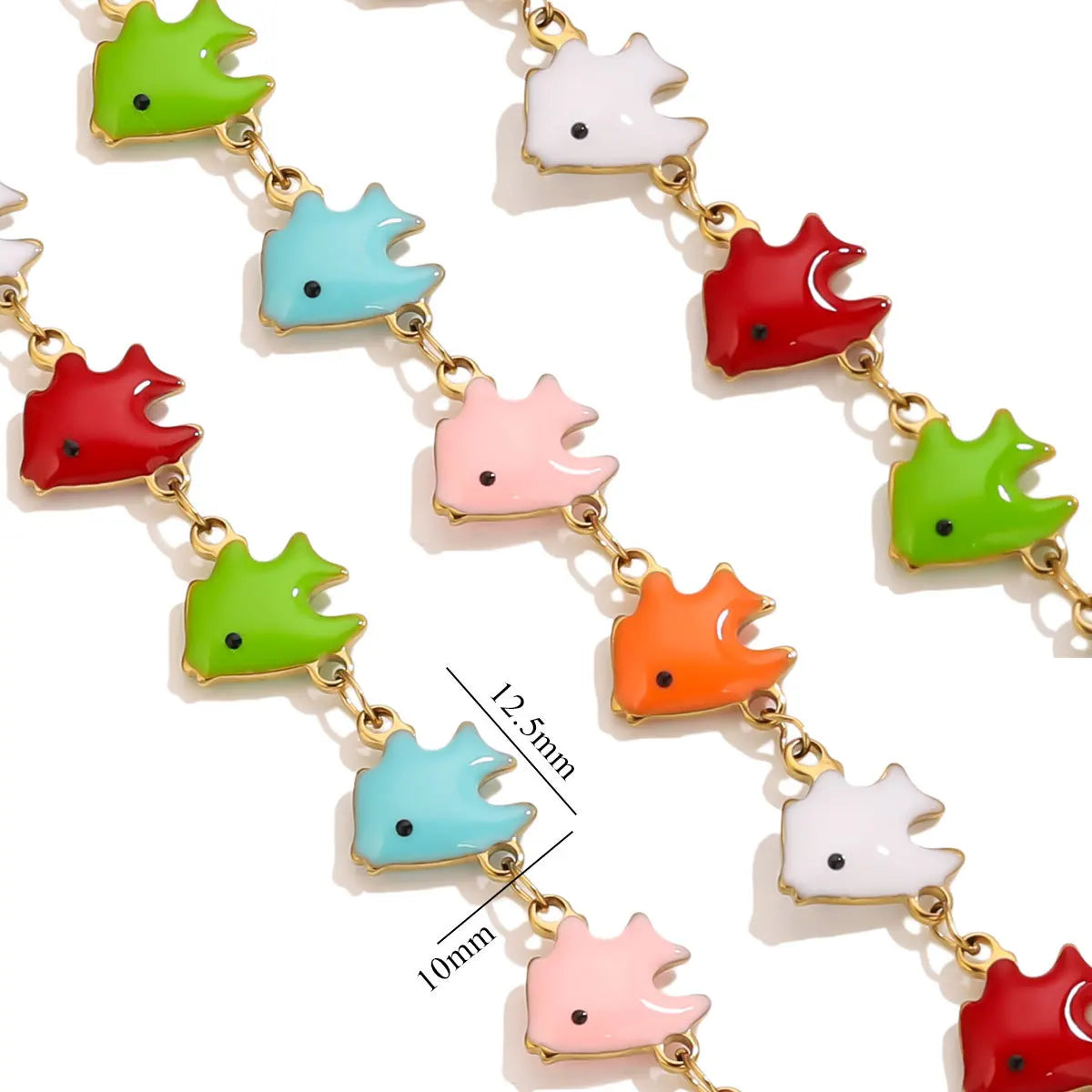 D829 Stainless Steel Ocean Series Enamel Roll Chains Starfish Octopus Fish Connector Chains DIY for Bracelet Necklace Making