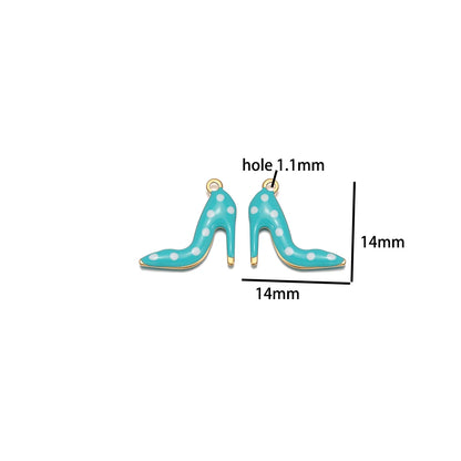 Candy Color Pendant Stainless Steel 18k Gold Plated Oil Drop High Heel Shoes Shape Charm Pendant for Jewelry Necklace Making