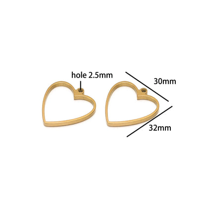 304 Stainless Steel 18k Gold Plated Rhombus Heart Moon Square Charm Pendant for DIY Handmade Necklace Jewelry Making