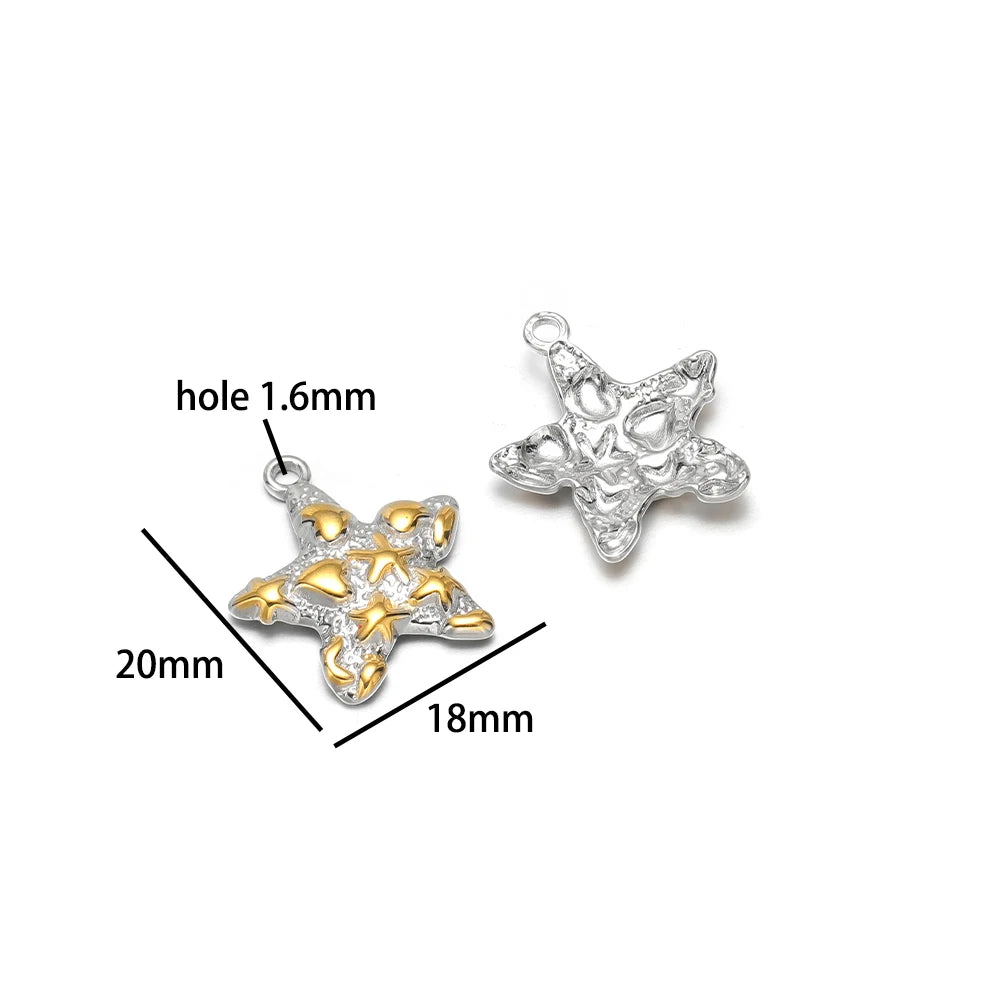 Stainless Steel 18k Gold Plated Enamel Heart Starfish butterfly Shell Zircon Charm Pendant for Jewelry Necklace Making