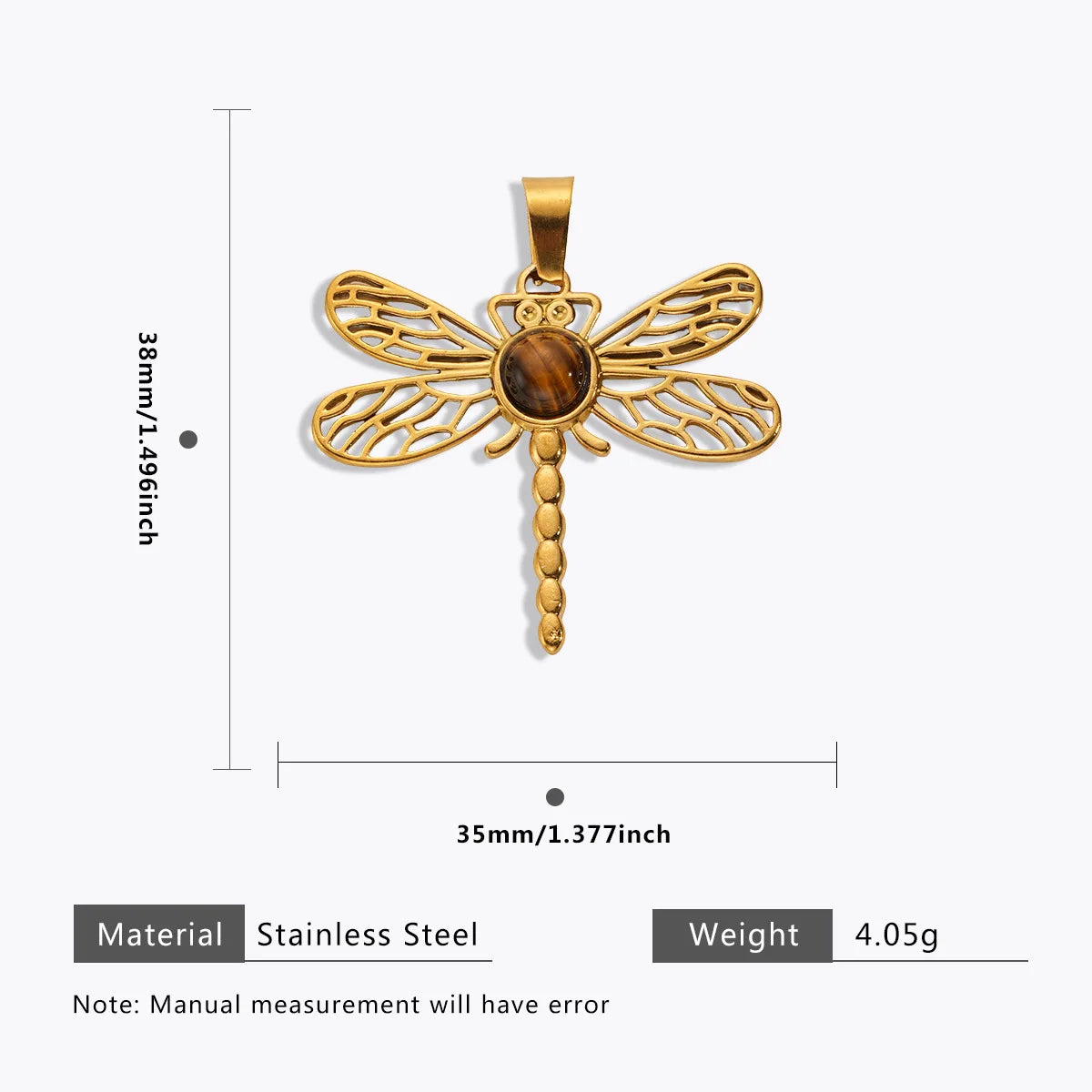 Vintage Handmade DIY Stainless Steel Gold Plated Tiger Eye Stone Charm Pendant for Necklace Jewelry Making
