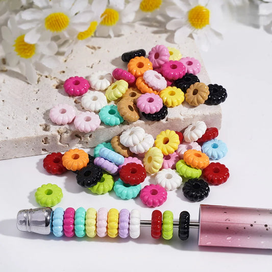 Wholesale 8MM Multi Color Pumpkin Shaped Acrylic Spacer Beads for Pen Jewelry Making DIY Craft