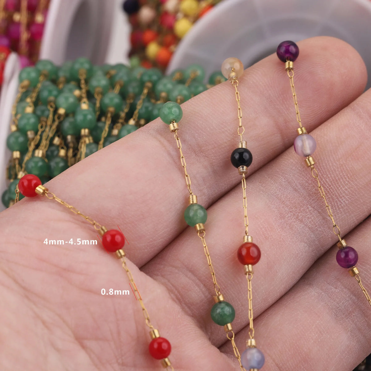 B2082 Natural Raw Gemstone Beads Chain Ins Hot Stainless Steel Chain Necklace Jewelry Chain for Making